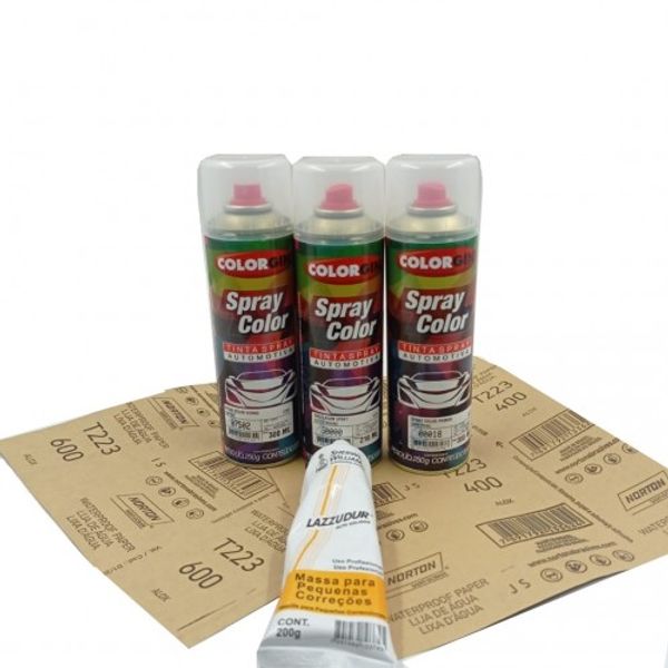 KIT-Spray-Na-Cor-Do-Carro-300ml--Verniz---Primer---Massa---2-Lixas KIT-Spray-Na-Cor-Do-Carro-300ml--Verniz---Primer---Massa---2-Lixas